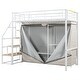 preview thumbnail 11 of 16, White Metal Twin Size Loft Bed with Large Wardrobe and Storage Staircase