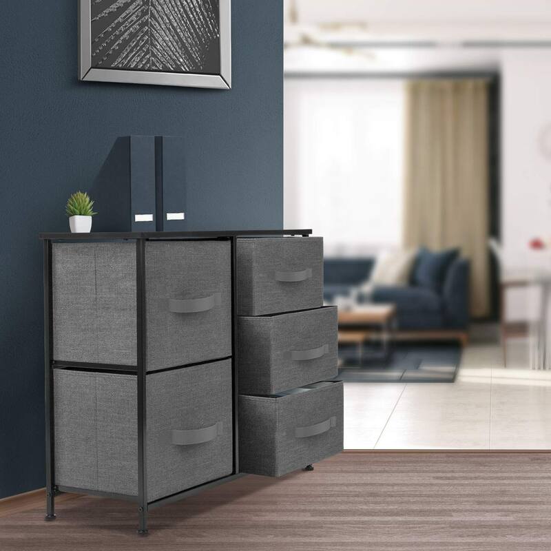 Dresser w/ 5 Drawers - Furniture Storage Tower Unit for Home, Bedroom