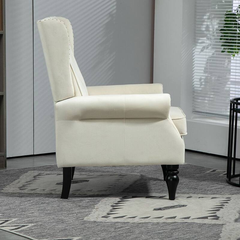 Transitional Wingback Accent Chair Armchair with Sturdy Wood Legs