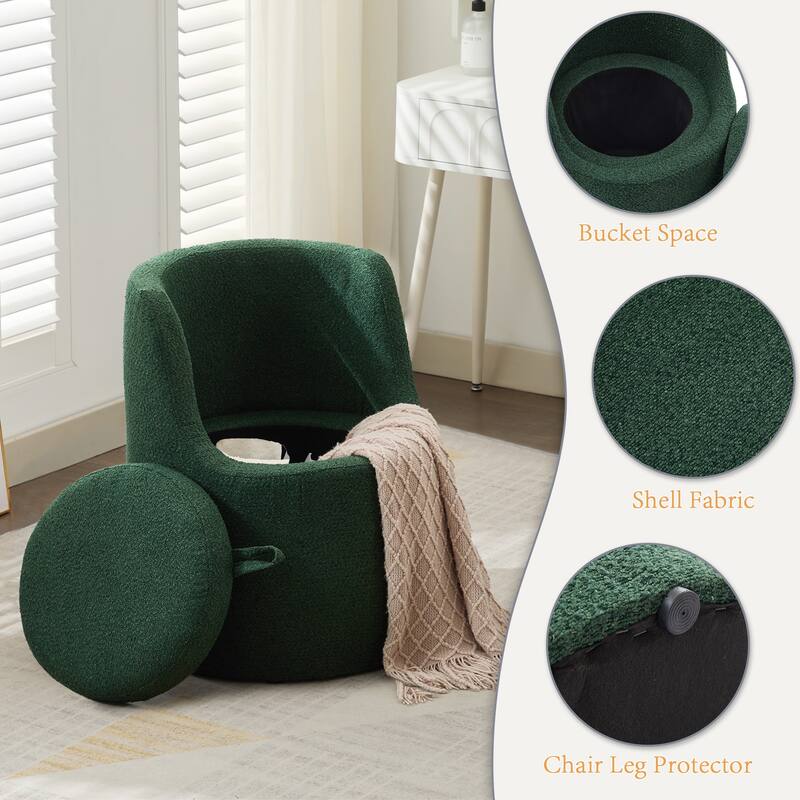 Boucle Make-Up/Vanity Stool, Hiden Storage Space, Stylish Appearance