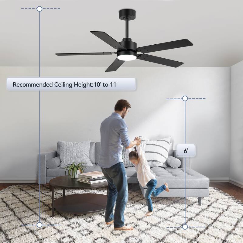36/42/48/52/56/62/72/84-Inch Reversible Blade Integrated LED Ceiling Fan with Light Remote