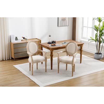 Cream Upholstered Dining Chairs Set of 2, Wooden Dining Chair Kitchen