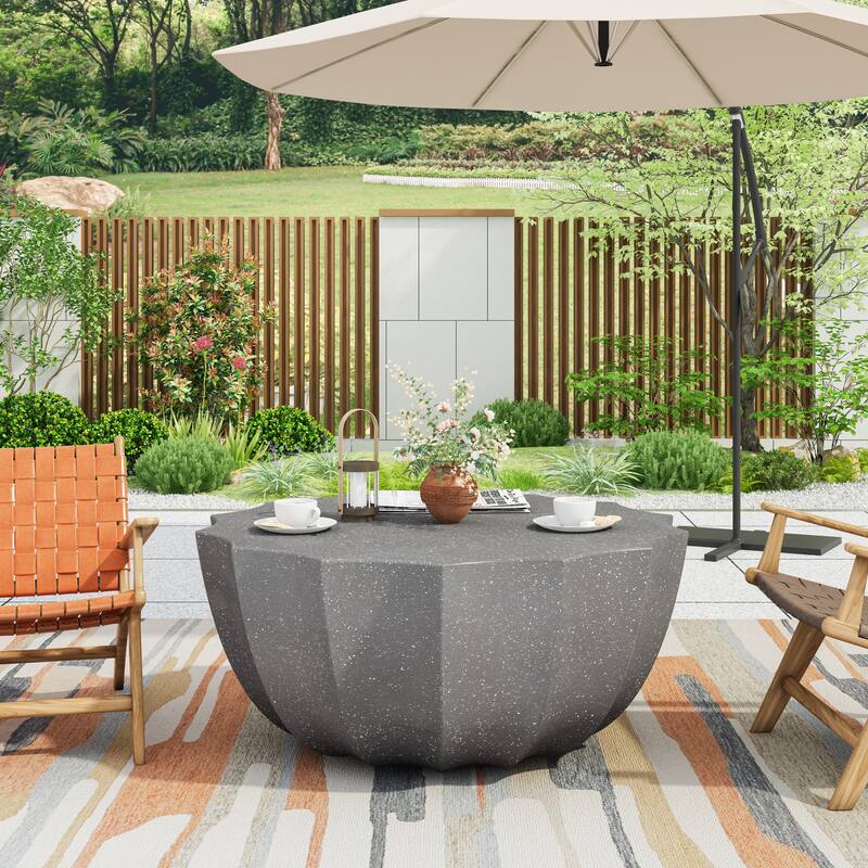 GDFStudio Thoren Magnesium Oxide Outdoor and Indoor Coffee Table with Weather-Resistant Surface