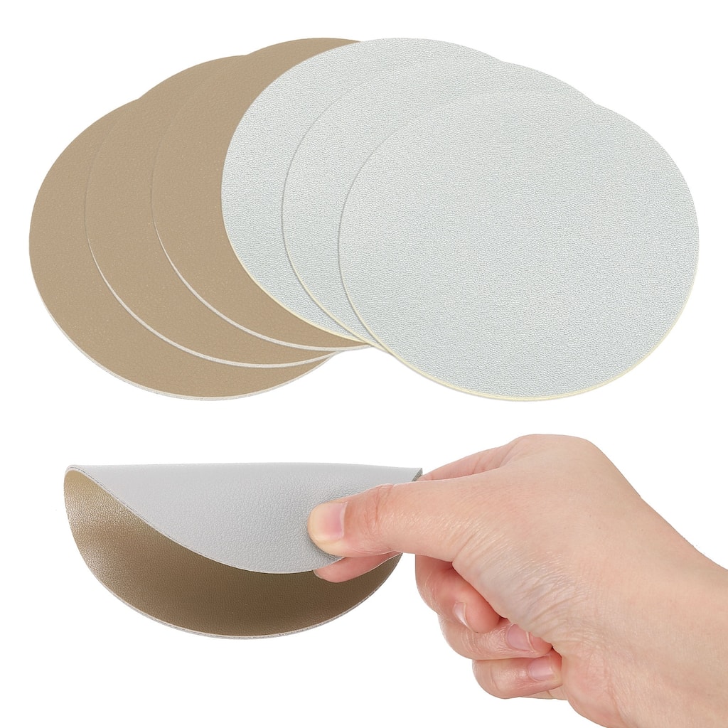 6Pcs 4"×4" Round Drink Coasters, PVC Dual Sided Dual Color