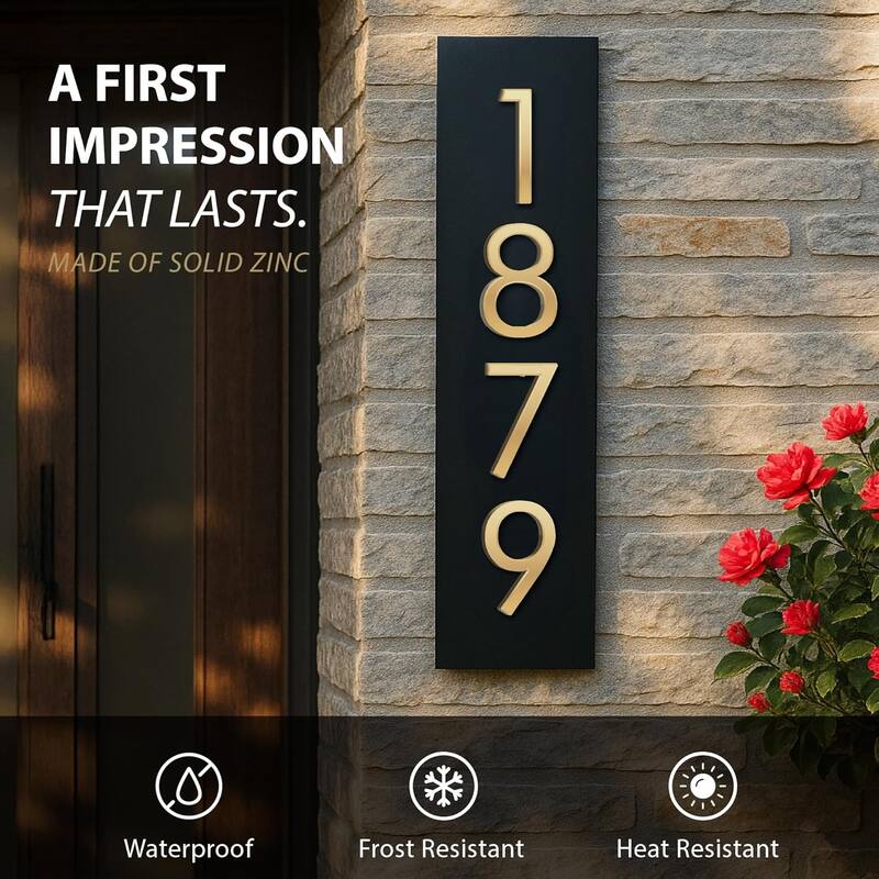 Mega Handles Modern Metal House Numbers | Heavy Duty Outdoor Address Digits | Easy to Install, Floating or Flush Mount Design