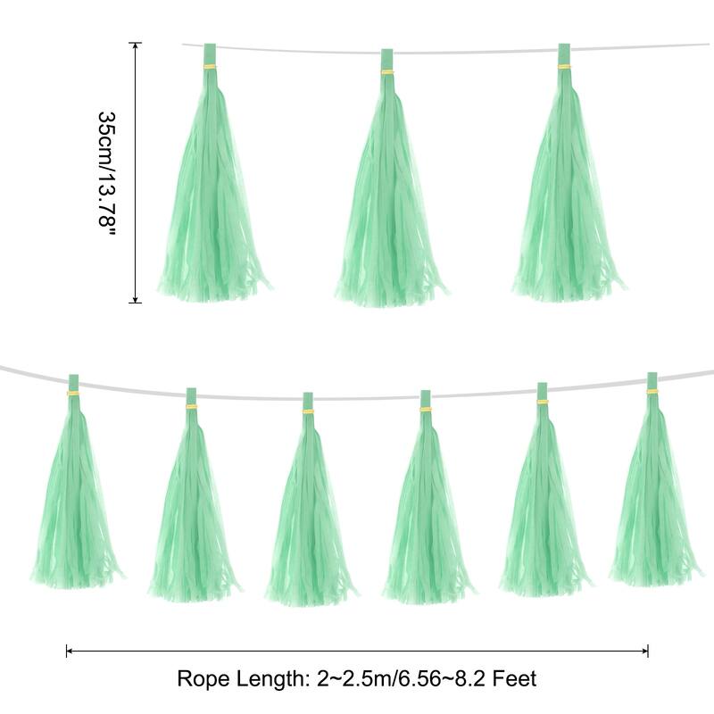 15Pcs Tassel Garland Banner with Rope - Light Green