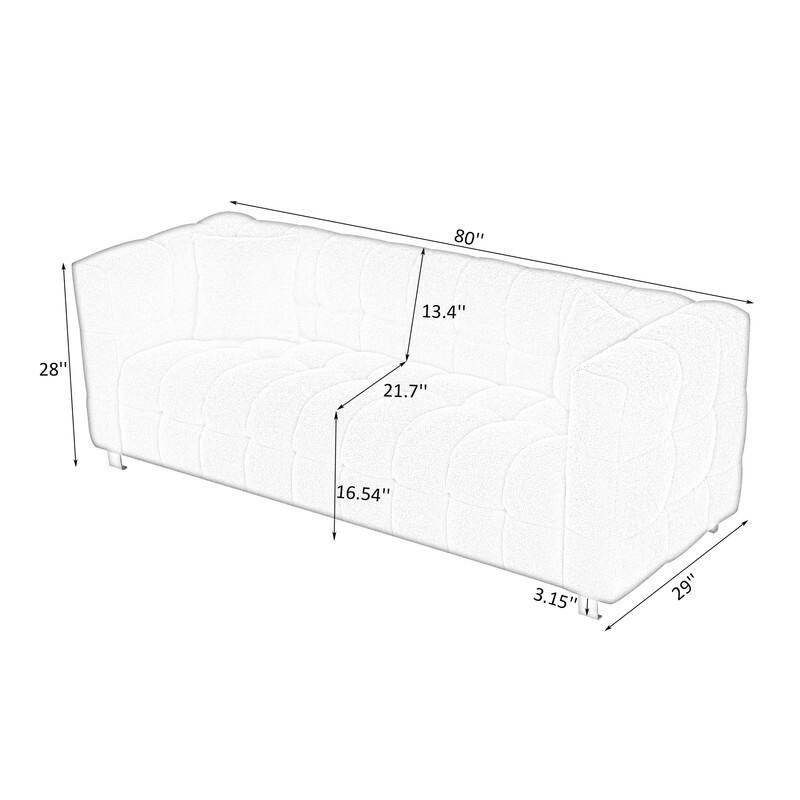 Teddy Plush Sofa 80 Inch Living Room Bedroom Discharge With Two Pillows Hardware Feet