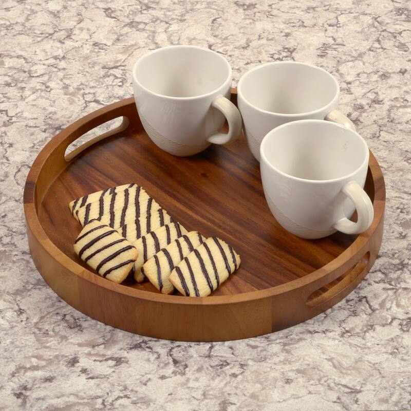 Set of 3 Round Serving Trays - Solid Bottom