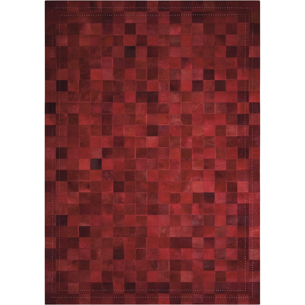 Nourison Vivid Textured Over-dyed Hair on Hide Modern Patchwork Area Rug