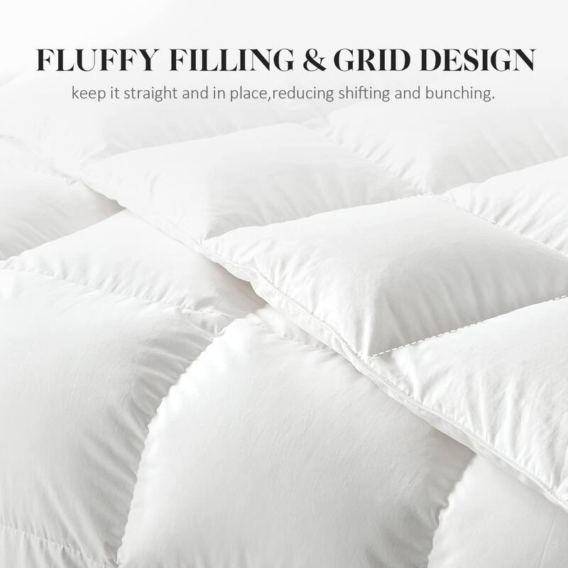 Puffy Feather Comforter Full with Feather Down Filling, All Season