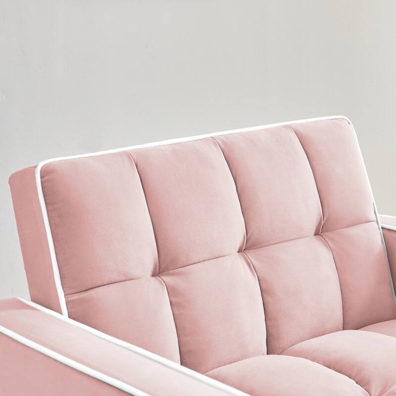 3 In1 Upholstered Sleeper Sofa with Poll out Bed,Adjustable Back and Side Pockets
