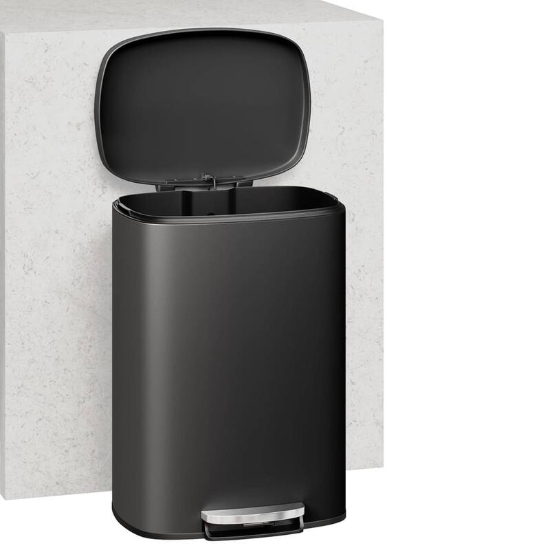 13.2 & 2.6 Gallon Kitchen Trash Can, Step-On Pedal Bins Combo Set