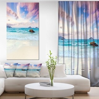 Designart "Exotic Seashore Sunset Over Blue Sea" Extra Large Seascape ...