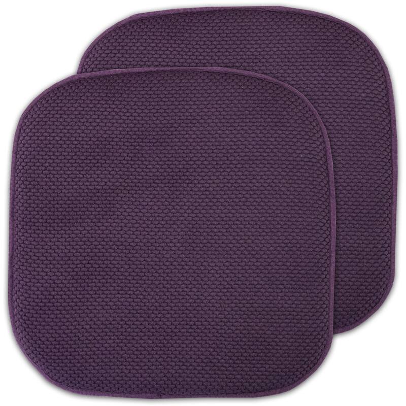 16-in. Square Non-slip Memory Foam Seat Cushions (2 OR 4) - 16 X 16 - Set of 2 - eggplant
