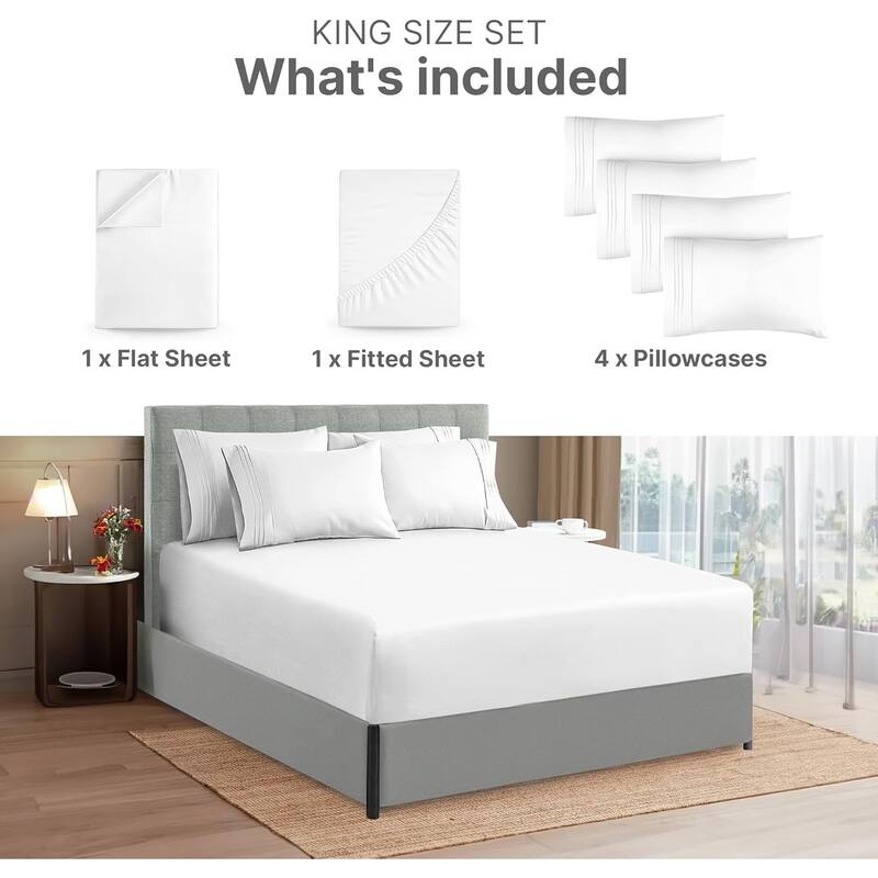 CGK Linens 6 Piece Extra Deep Pocket Microfiber Hotel Luxury Bed Sheets Set