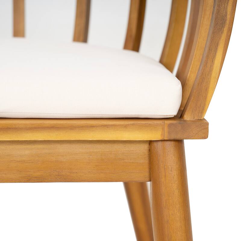 Christopher Knight Home - Meadowbrook Outdoor Acacia Wood 5-Piece Dining Set with Cushioned Chairs