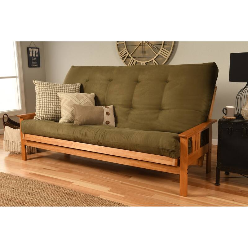 Butternut Finish Hardwood Queen-size Futon Set with Suede Mattress