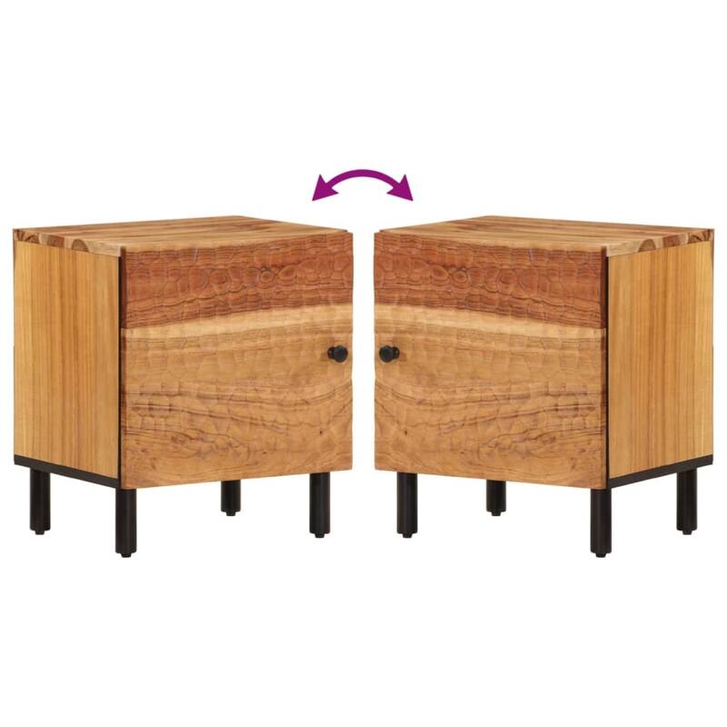 vidaXL Bedside Cabinet Accent Table Living Room Furniture Solid Wood Acacia - 13.0 x 15.7 x 18.1 in