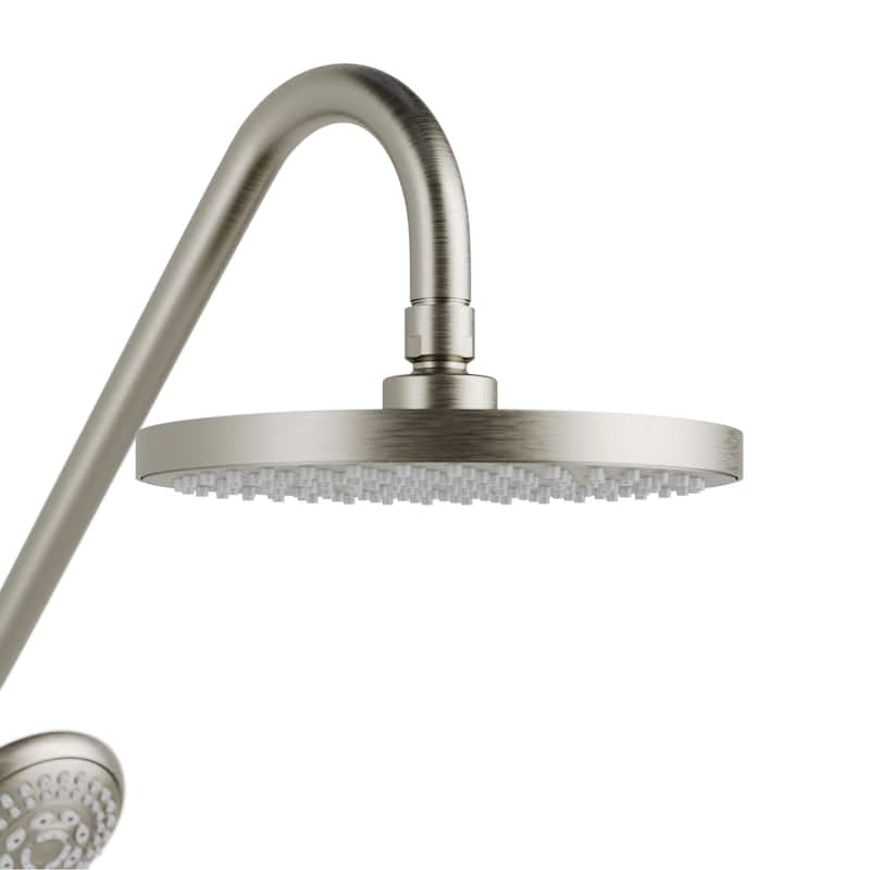 Kauai III 8-in Rain Showerhead Shower System with Slide Bar and Integrated Soap Dish