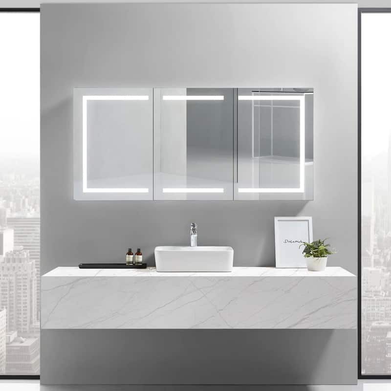 Modern Mirrors Europa III 28x60 inch 3 Door Bathroom Mirror Cabinet - 28*60