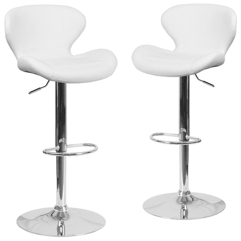 Modern Low-back Height-adjustable Chrome/Vinyl Barstools (Set of 2)