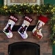 preview thumbnail 4 of 51, Glitzhome 21"L LED Embroidered Linen Reindeer Cat Dog Christmas Stockings