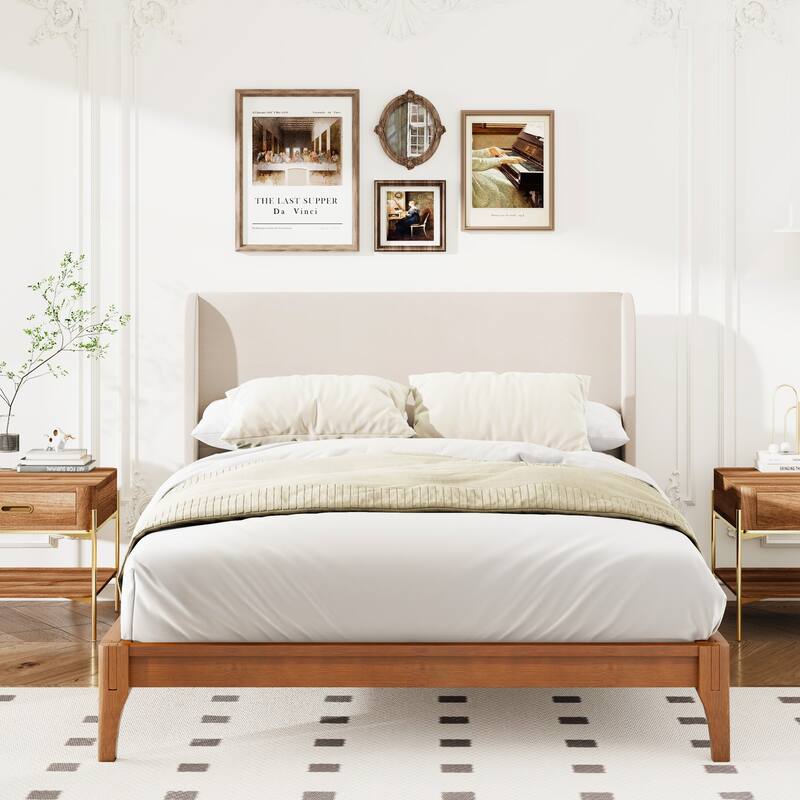 King Size Solid Dry Bamboo Wood 12 Inch Platform Bed - Brown - King