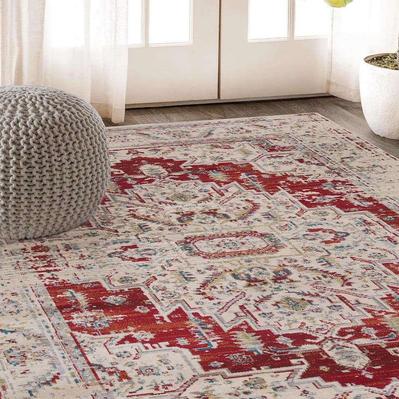 Vintage Distressed Medallion Indoor Area Rug or Runner by Superior