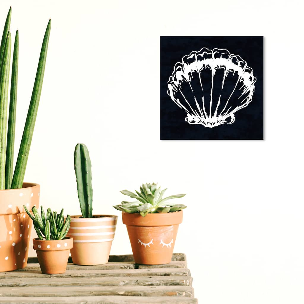 Wynwood Studio Canvas Nautical and Coastal Navy Seashell Black and Nautical & Coastal Wall Art Canvas Print