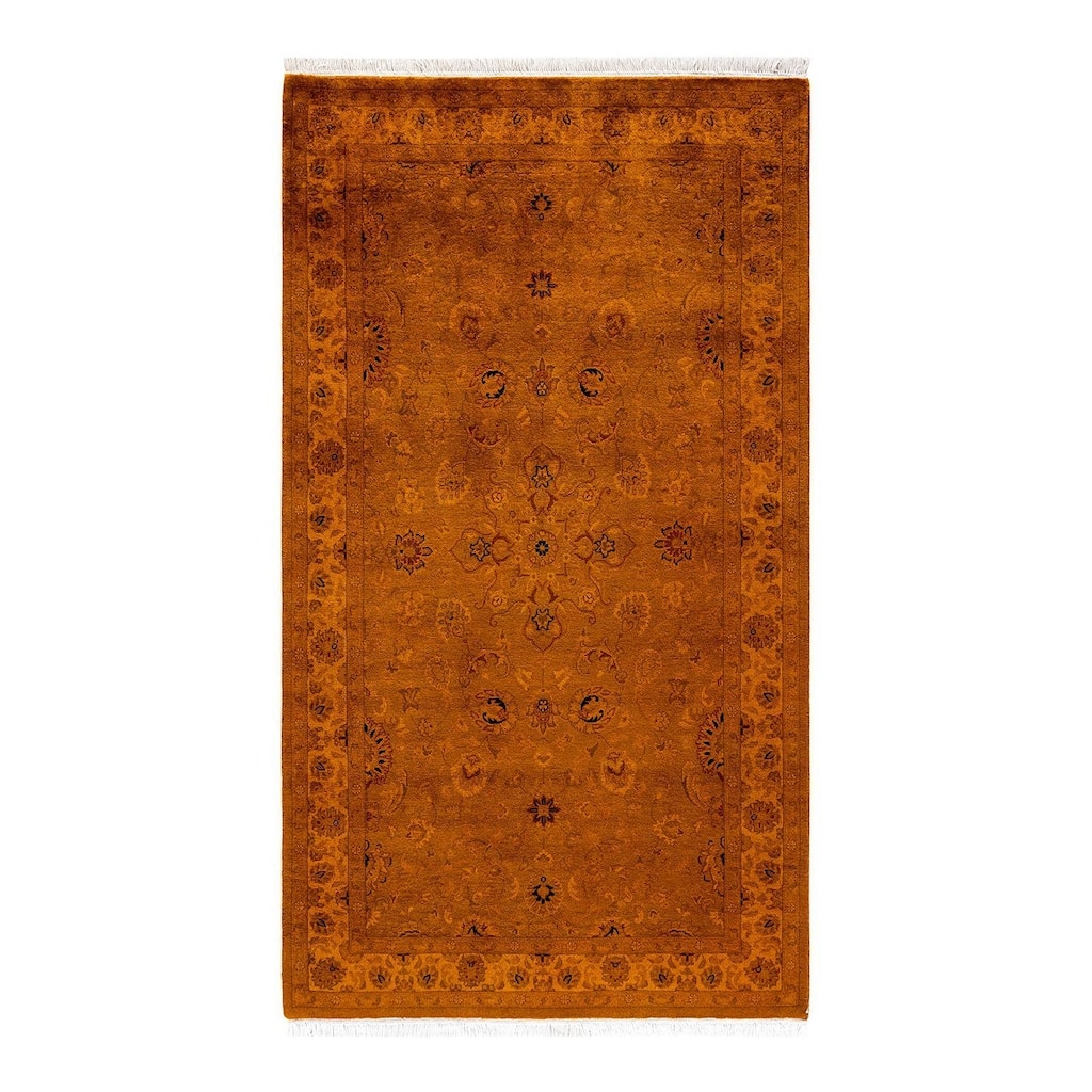 Overton Hand Knotted Wool Vintage Inspired Modern Contemporary Overdyed Gold Area Rug - 3' 1" x 5' 5"