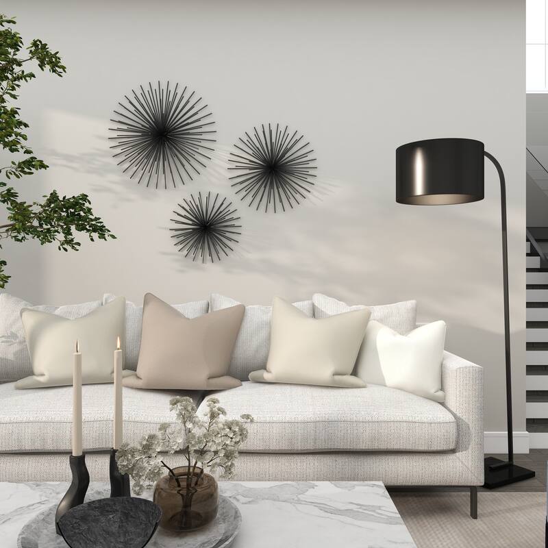 CosmoLiving by Cosmopolitan Metal 3D Starburst Wall Decor (Set of 3) - Silver, Gold, Black, Copper