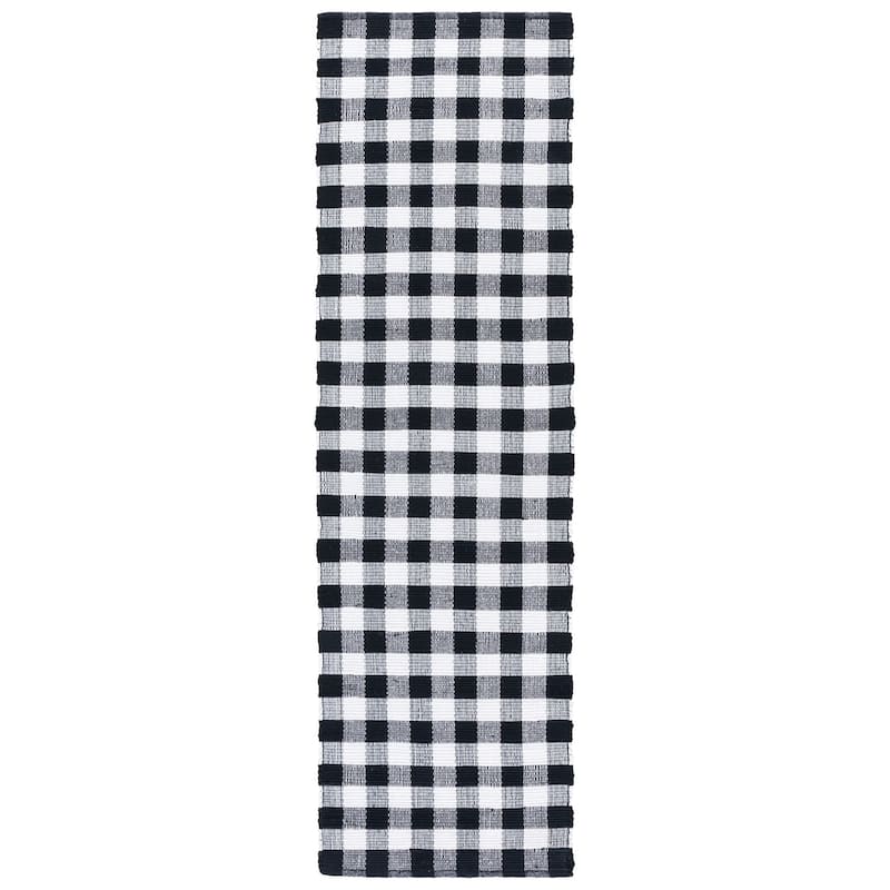 SAFAVIEH Handmade Montauk Jonka Country Floral Cotton Rug - 2'3" x 8' Runner - Black/Ivory