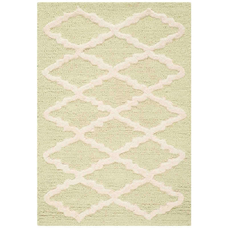SAFAVIEH, Handmade Cambridge Reny Modern Moroccan Wool Rug - 2' x 3' - Light Green/Ivory