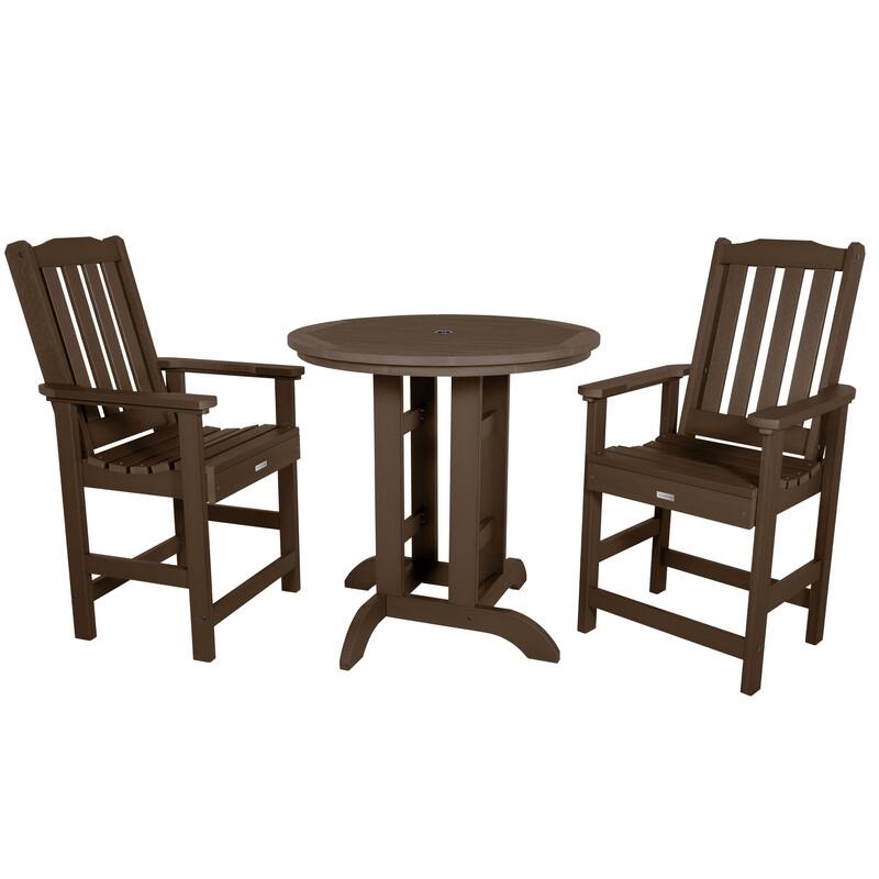 Lehigh 3-piece Counter Height Outdoor Dining Set - 36" Round Table - Weathered Acorn