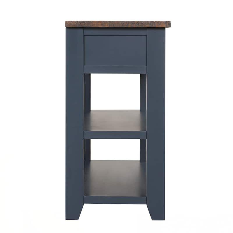 48'' Solid Pine Wood Top Console Table, Modern Entryway Sofa Side Table with 3 Storage Drawers and 2 Shelves