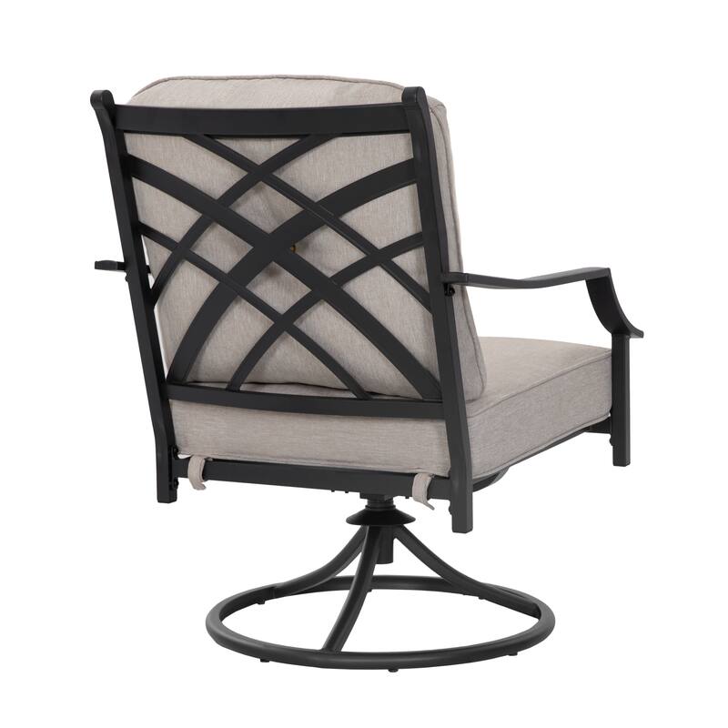 2-Piece Outdoor Swivel Patio Sofas with Thick Olefin Cushions and Wide Seat