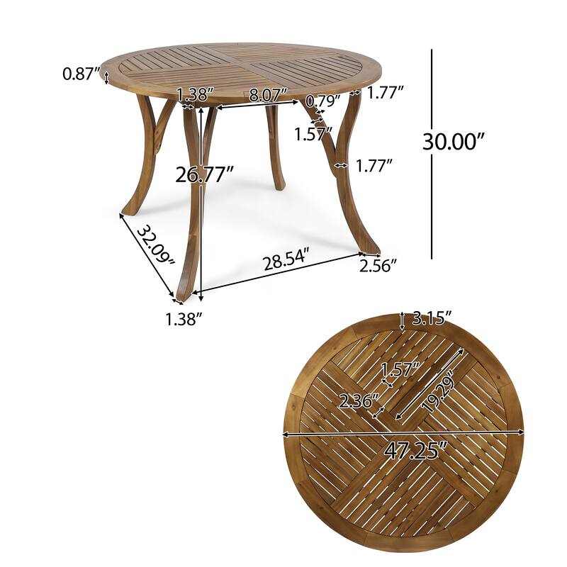 Christopher Knight Home - Faye 5-Piece Outdoor Acacia Wood Swivel Dining Set with Rope Cushioned Chairs & Curved-Leg Round Table