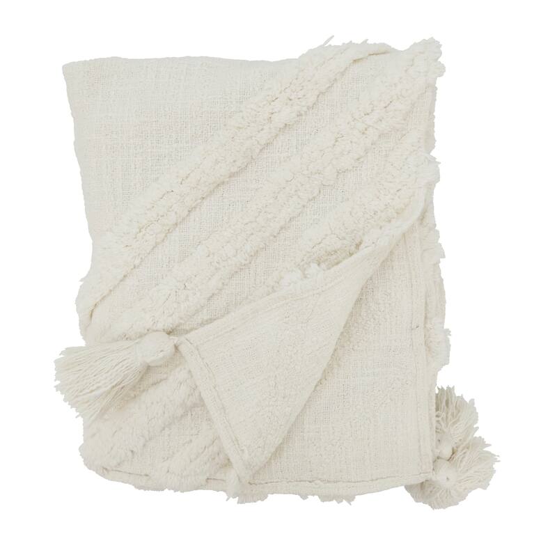 Textured Chic Tufted Throw with Tassels