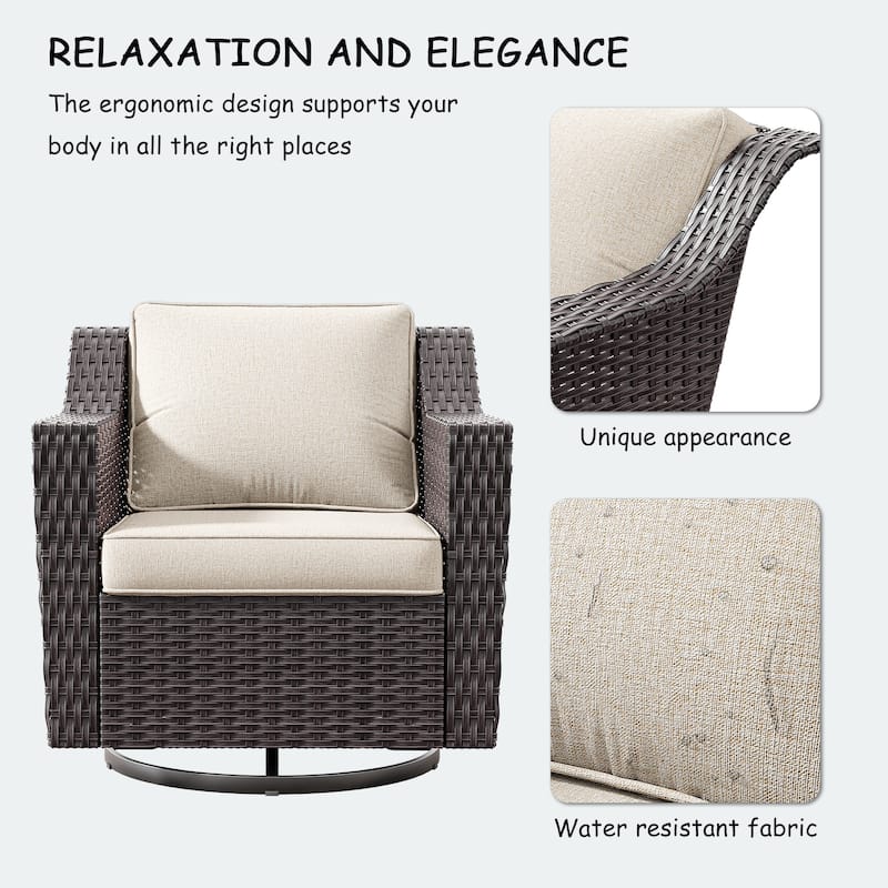 Cozywor Outdoor Patio Swivel Rattan Rocking Wicker Chair - N/A