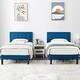 preview thumbnail 39 of 47, VECELO 2-Piece Adjustable 41-47" Height Twin Bed Frame for Kids Soft Padded Headboard with Button Tufting No Box Spring Required Blue