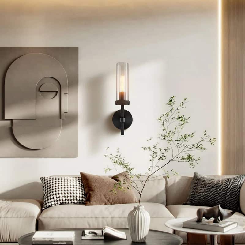 KAYLA Indoor Wall Light, Brass Wall Sconces Lighting Fixture, Bathroom Vanity Wall Sconces, Glass Tube Wall Sconces(2-Sets)