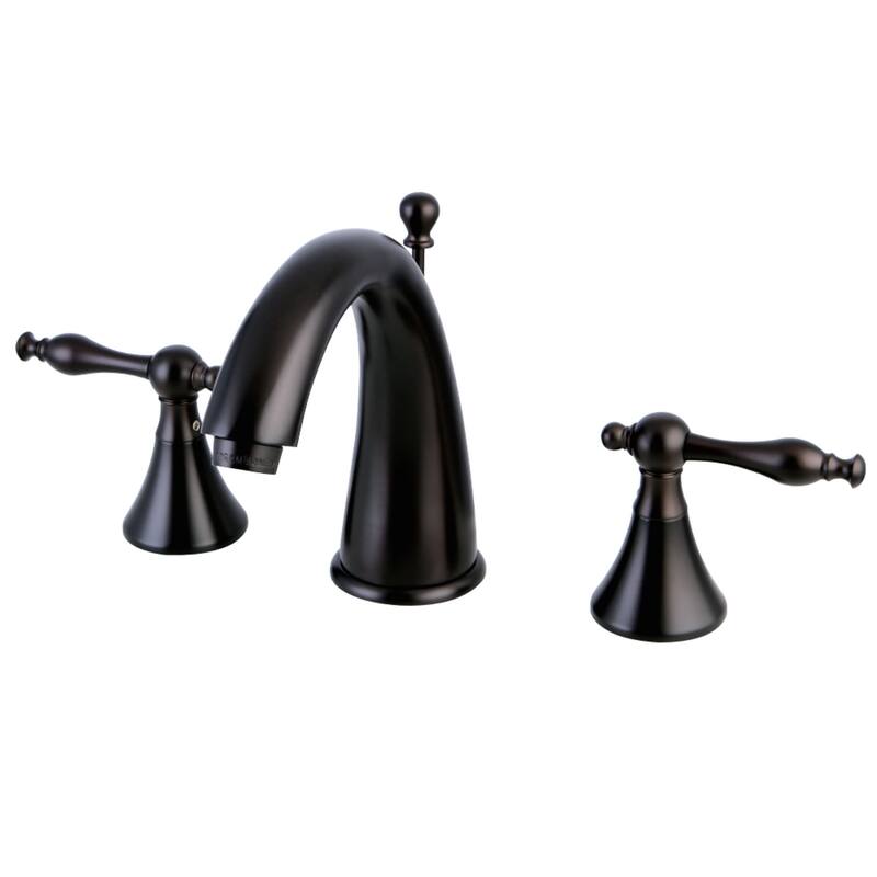 Kingston Brass Naples Deck Mount Widespread Bathroom Faucet with Brass Pop-Up - Oil Rubbed Bronze