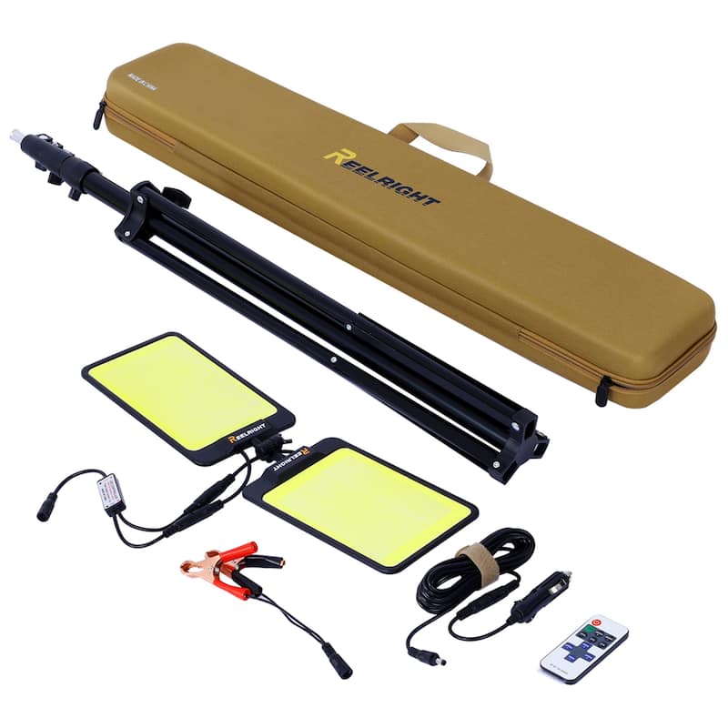 Outdoor Portable LED Camping Lights With Telescoping Pole - Black