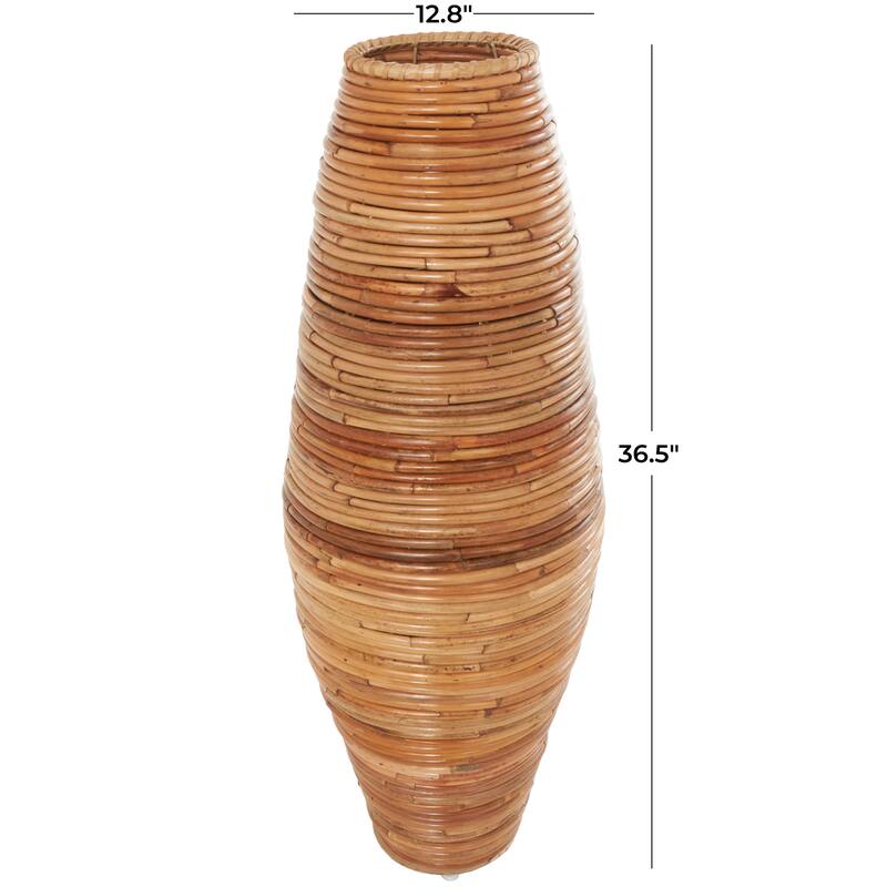 Brown Rattan Handmade Tall Wrapped Decorative Vase
