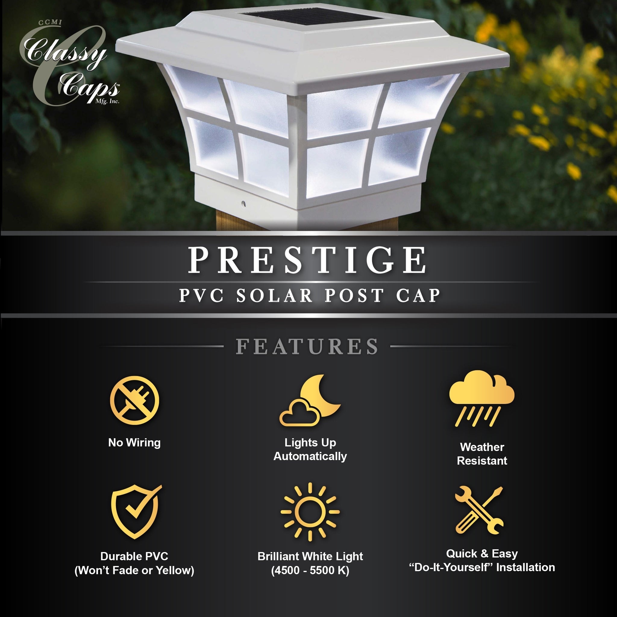 Classy Caps x White Prestige Solar Post Cap (2-Pack) On Sale Bed  Bath  Beyond 9444764