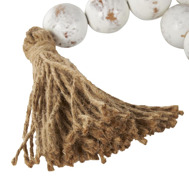 Brown Glass Handmade Round Extra Long Frosted Orb Beaded Garland with Tassel with Knotted Jute Rope