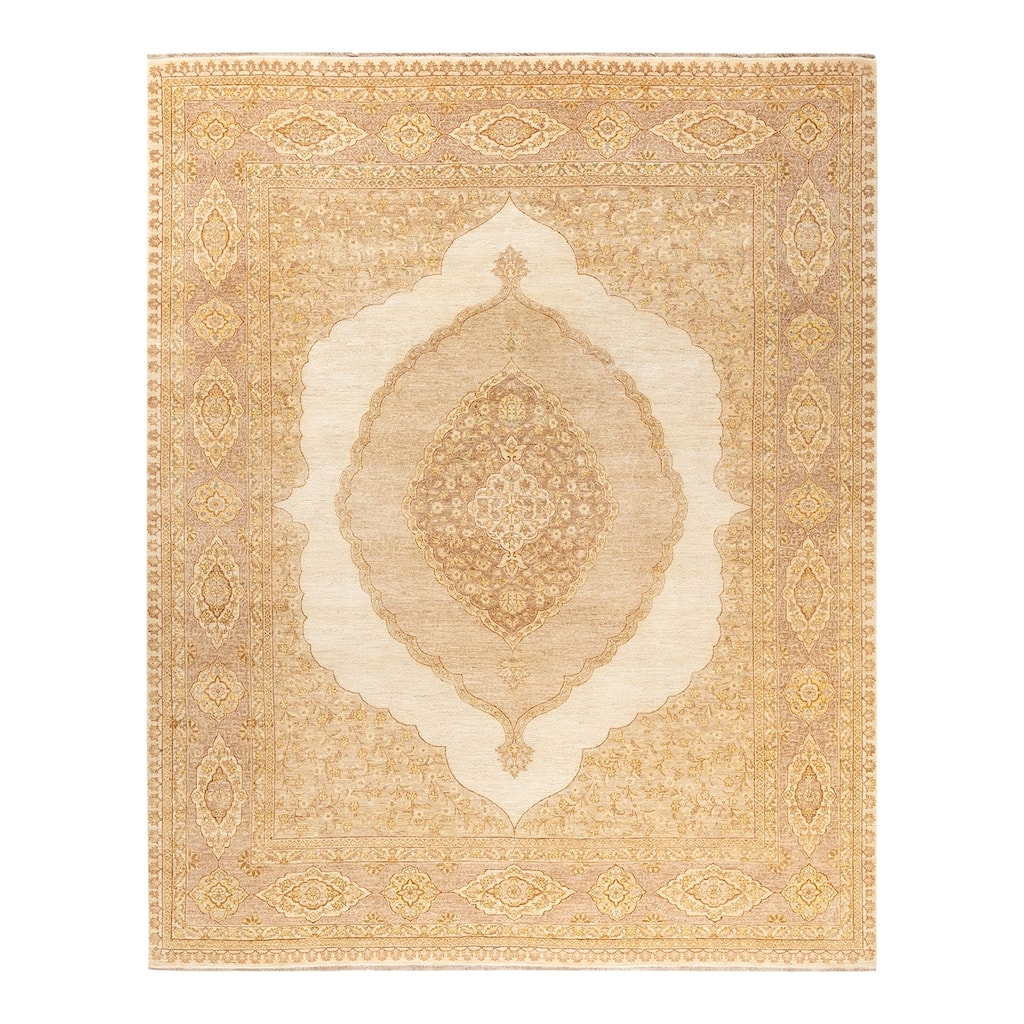 Overton Hand Knotted Wool Vintage Inspired Traditional Mogul Ivory Area Rug - 8 x 10