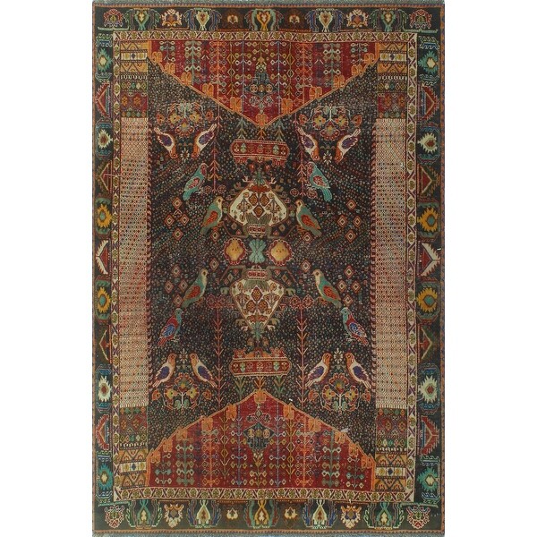 Semi-Antique Hanif Navy/Red Rug - 5'0" x 7'9". Opens flyout.