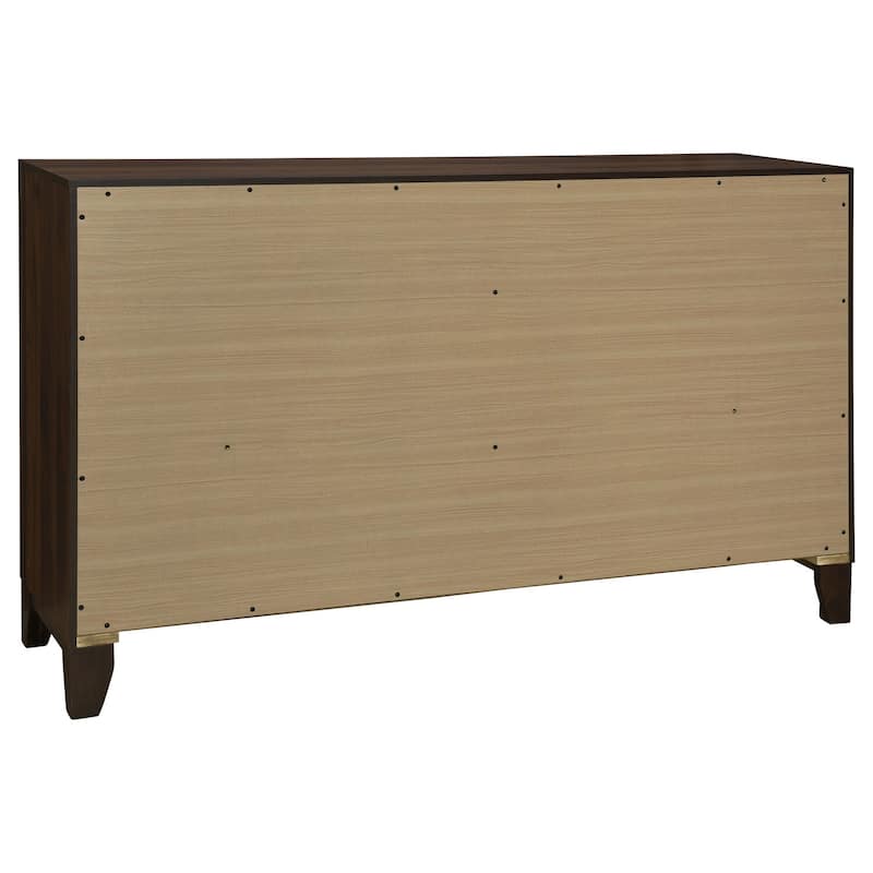 6-Drawer Walnut Dresser Cabinet with Smooth Glide Drawers, Sleek Modern Style, and Spacious Bedroom Storage