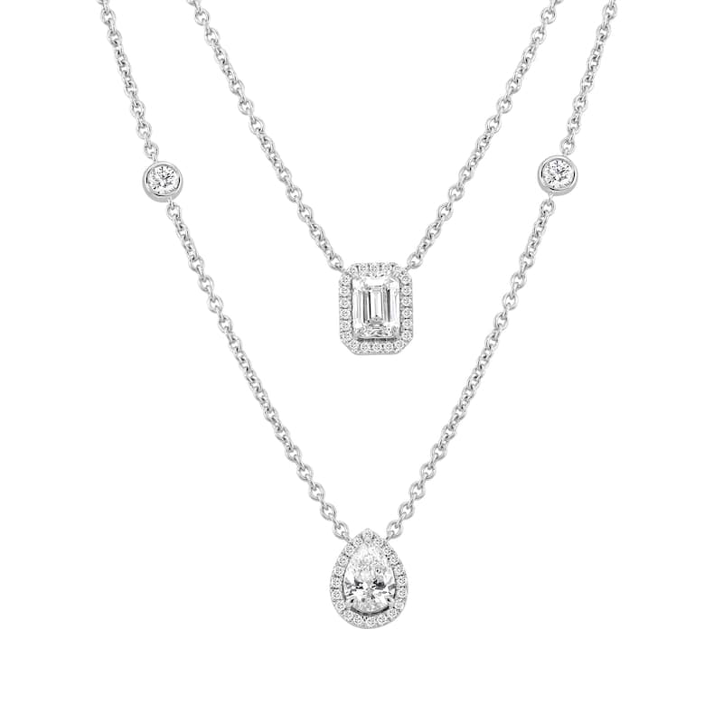 Auriya 14K Gold Lab Grown Halo Diamond Pendant Necklace 2.50ct. tw. (F-G VS) - White